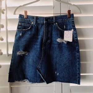 Free People ripped jean skirt